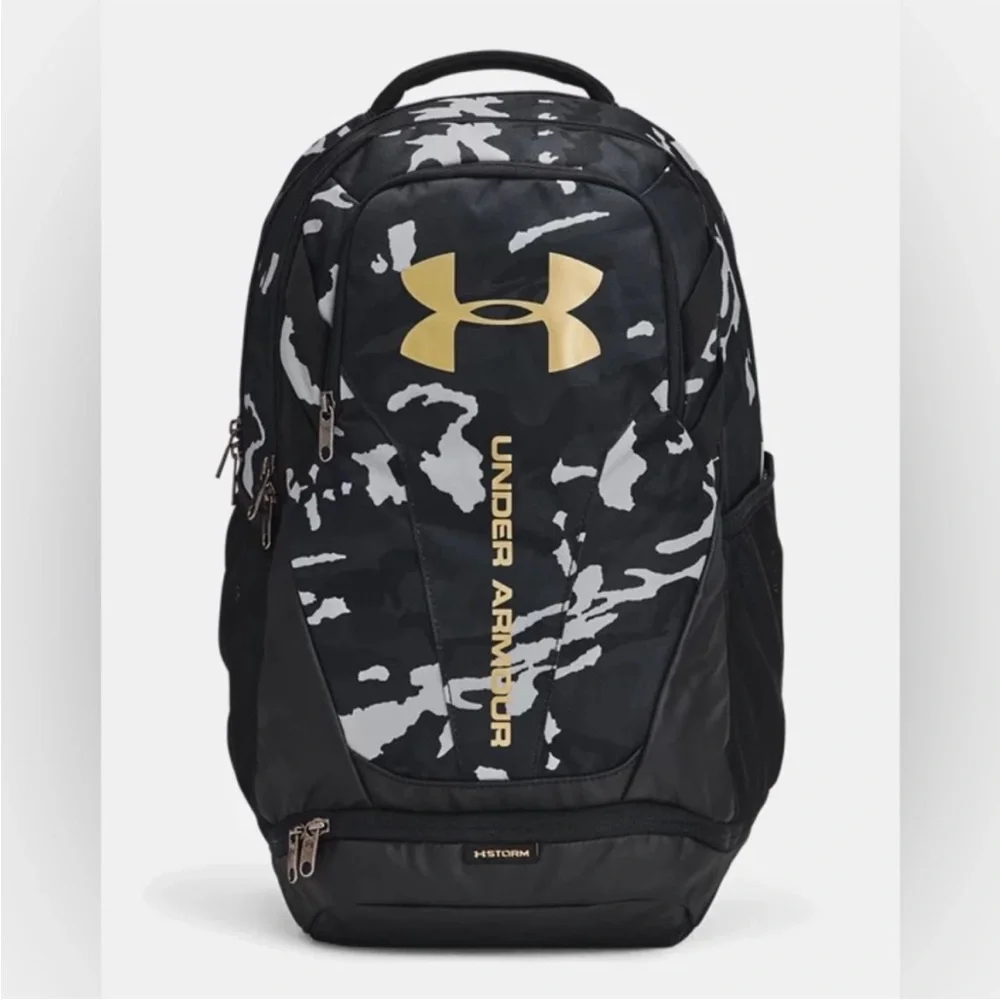{Under Armour} UA Hustle Backpack in Camo Black / Metallic Gold - NWT